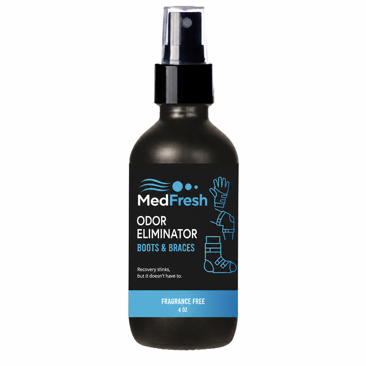 MedFresh Odor Eliminator Spray – Unscented  – Medical-Grade Odor Neutralizer for Boots, Braces, and Post-Op Gear – Non-Toxic, Skin-Safe, Fragrance-Free, Made in USA