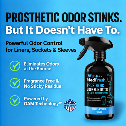 MedFresh Prosthetic Odor Eliminator Spray – Fragrance-Free Deodorizer for Liners, Sockets & Sleeves