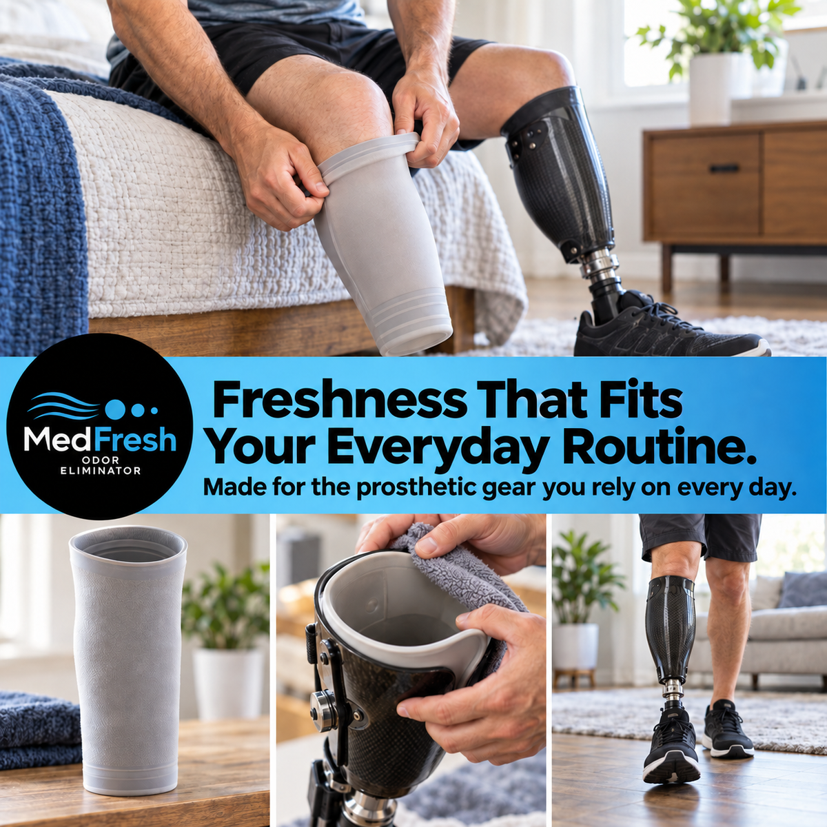 MedFresh Prosthetic Odor Eliminator Spray – Fragrance-Free Deodorizer for Liners, Sockets & Sleeves